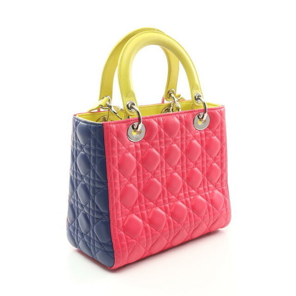 Dior Handbags - Dior Cannage Leather Lady Blue Pink Handbag Green